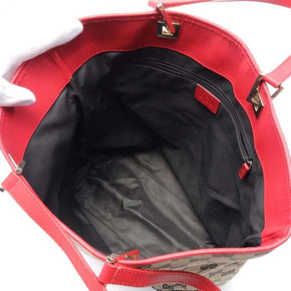 GUCCI GG Canvas Tote Bag Leather Women's Beige Black Red 002 1098 - Picture 4 of 11